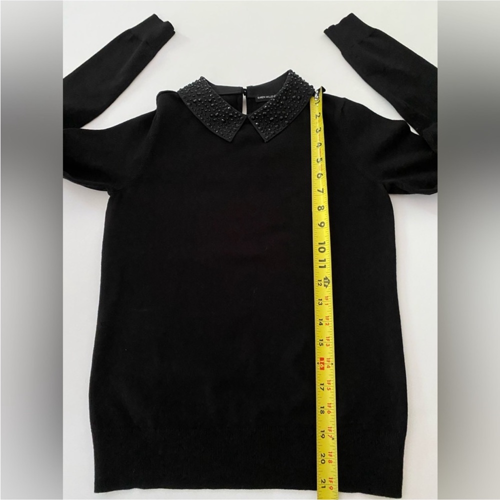 Karenn Millen Sweater Crystal Collar Knit Collection Black New size 0 - Picture 10 of 14